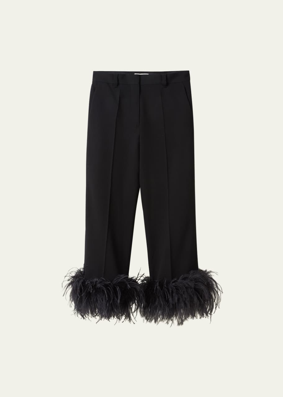 パンツ MIUMIU EMBROIDERED STRETCH WOOL PALAZZO PANT Miu Miu Palazzo Embroidered Stretch Wool Pants () IFCHIC.COM