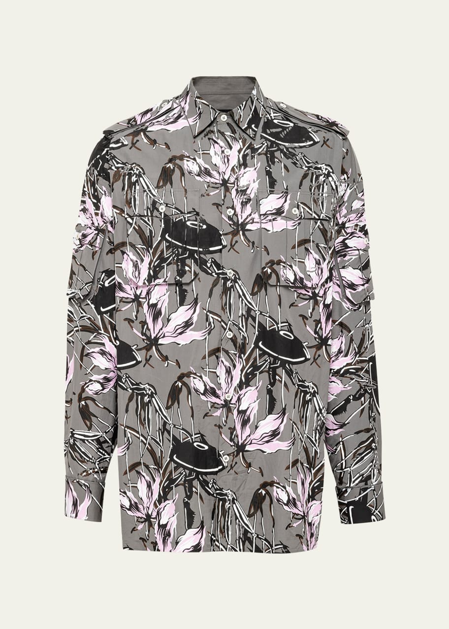 Prada Men's UFO Floral Poplin Sport Shirt - Bergdorf Goodman