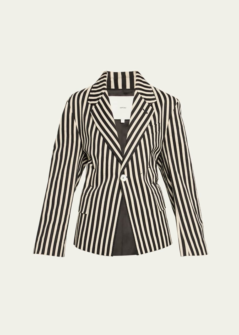 Image 1 of 1: Stripe One-Button Linen Travel Jacket 2