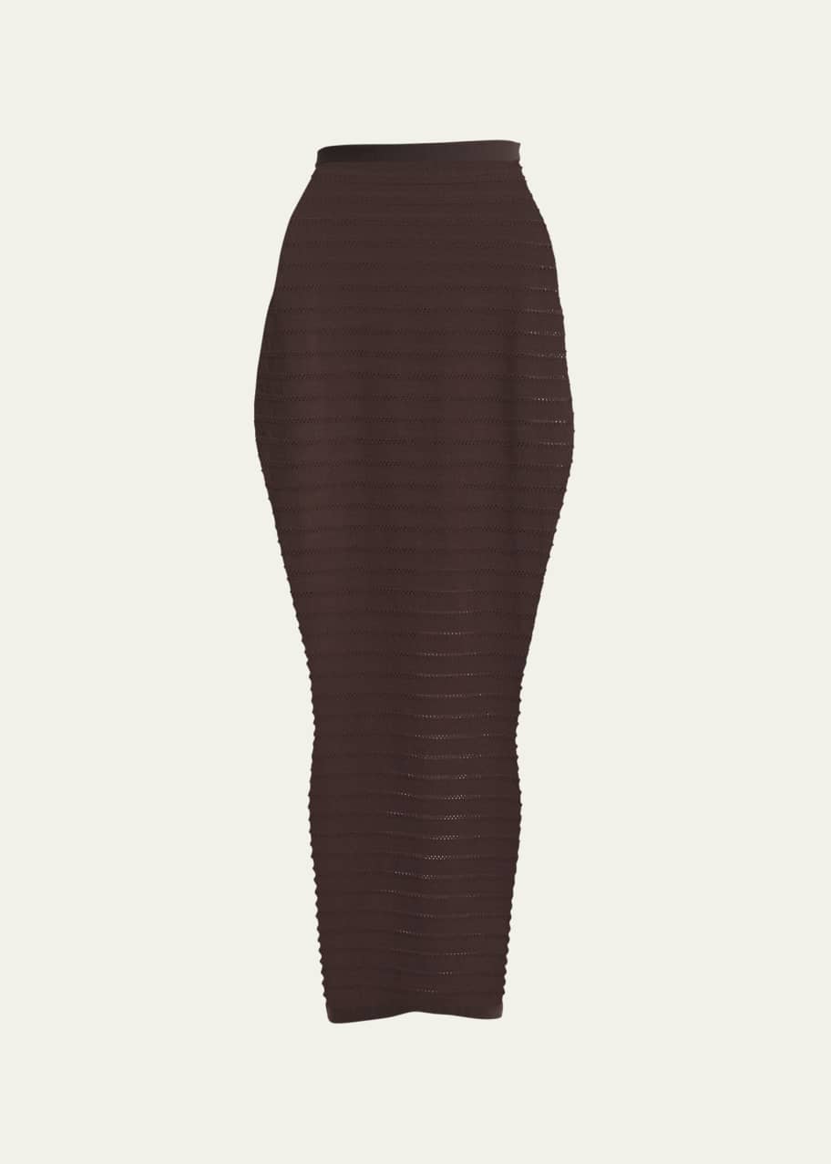 Image 1 of 1: Ribbed Sheer Pencil Skirt