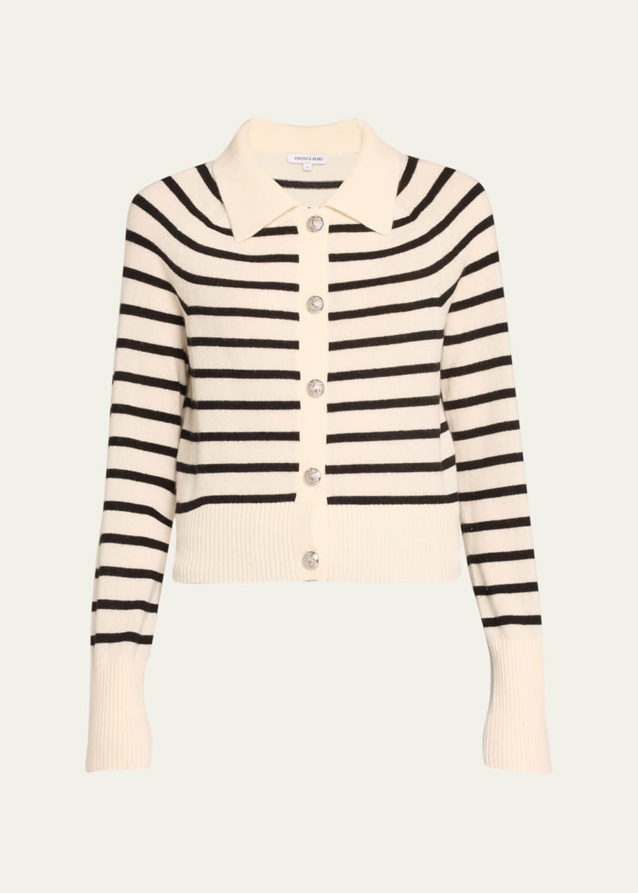 Image 1 of 1: Cheshire Striped Cashmere Cardigan