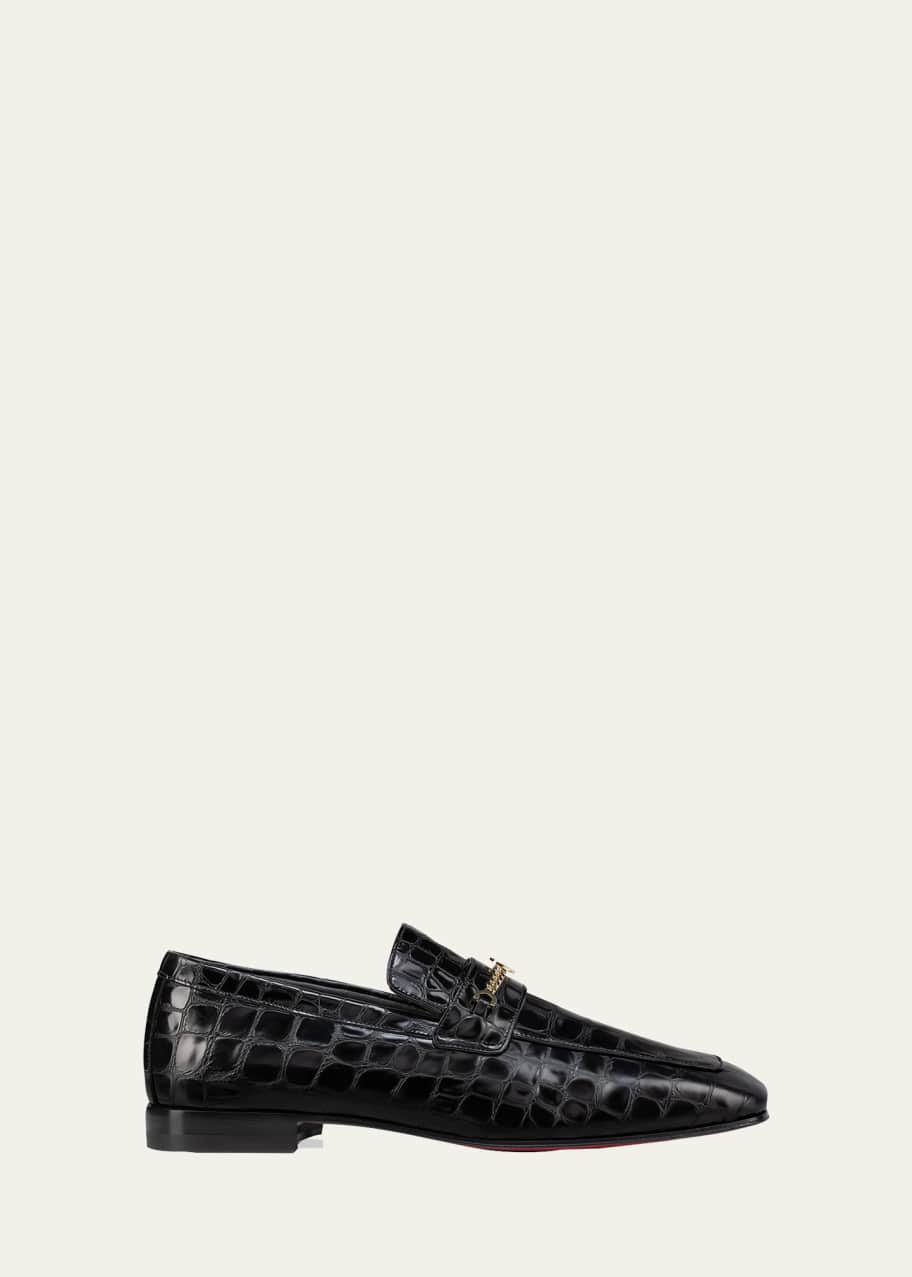 Image 1 of 1: Men's MJ Moc Alligator-Effect Bit Loafers
