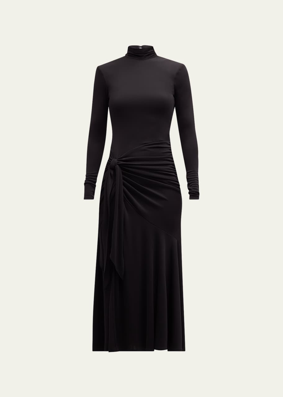 Cinq a Sept Johnson Mock-Neck Wrap-Skirt Midi Dress - Bergdorf Goodman