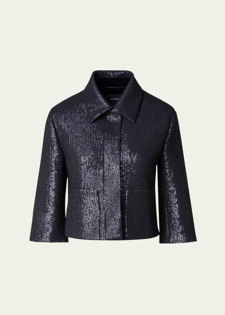 Image 1 of 1: Winslow Silk Chiffon Sequin Short Jacket