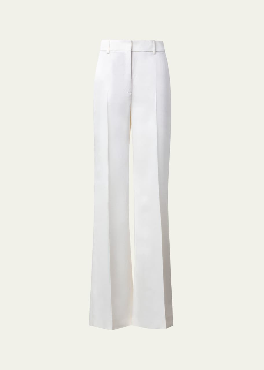 Image 1 of 1: Florine Wool Satin Wide-Leg Pants