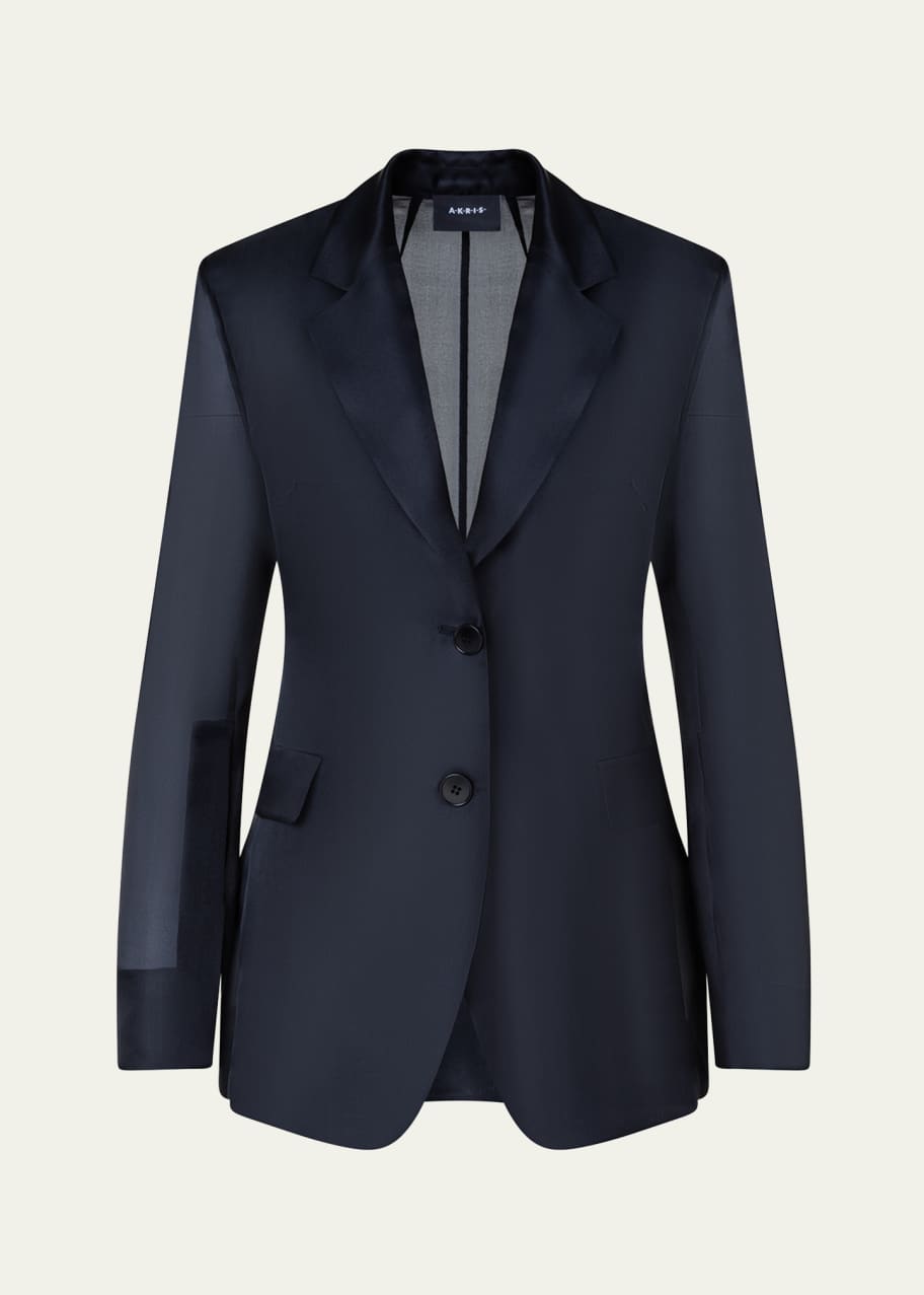 Image 1 of 1: Taddeo Sheer Silk Gauze Tailored Blazer Jacket