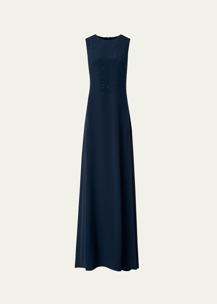 sachin and babi light blue dress Akris Swarovski Crystal Star Silk Crepe Gown