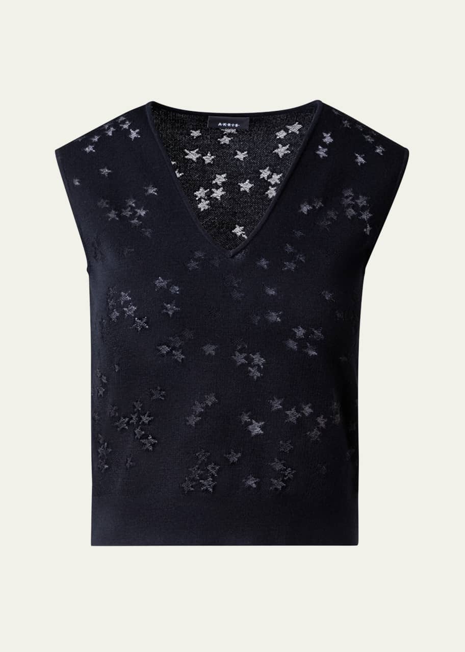 Image 1 of 1: Star Intarsia Sleeveless Wool Top