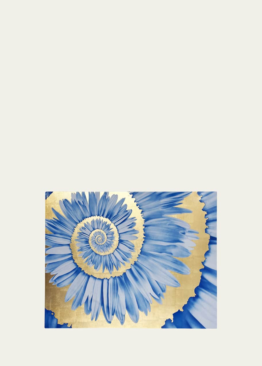 Image 1 of 1: Blue Flower Spiral Lacquered Placemat, 14" x 19"