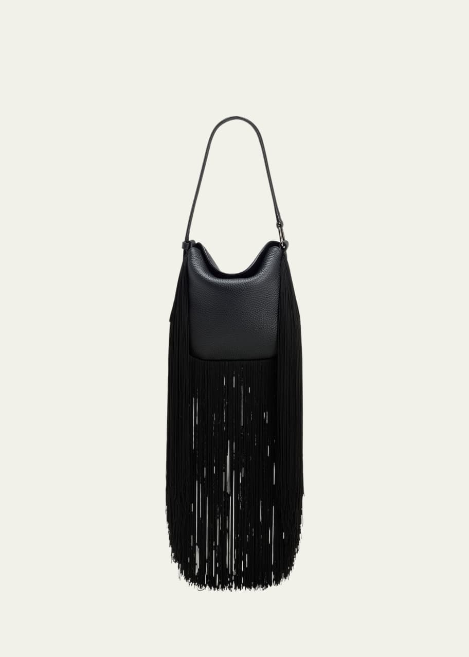 Image 1 of 1: Anna Mini Fringe Leather Hobo Bag