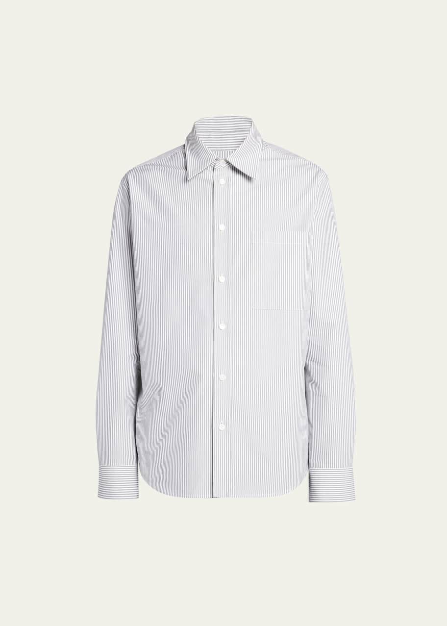 Image 1 of 1: Men's Striped Dress Shirt with Large Pocket