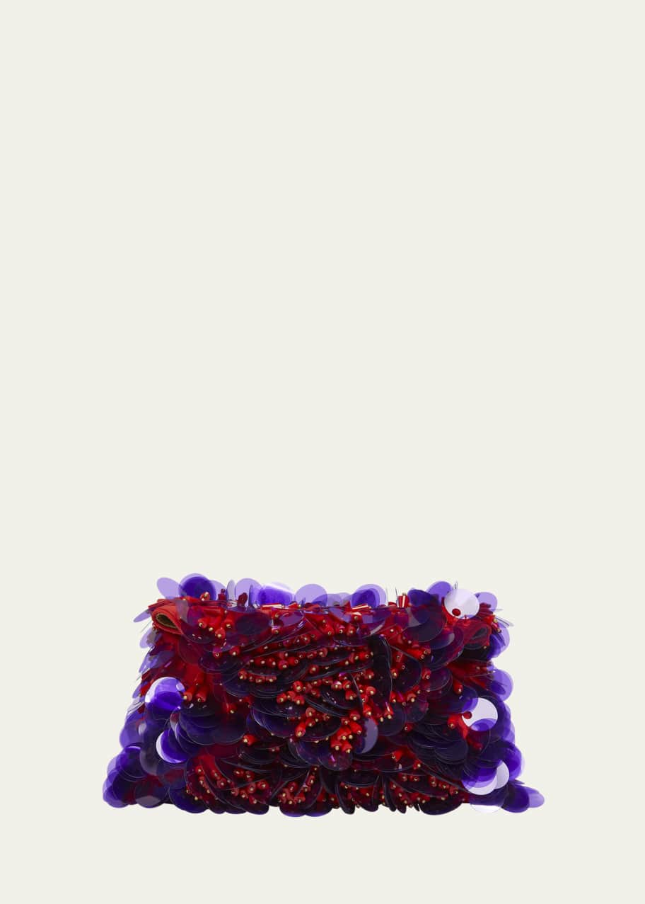 Image 1 of 1: Envelope Sequins Embroidered Clutch Bag