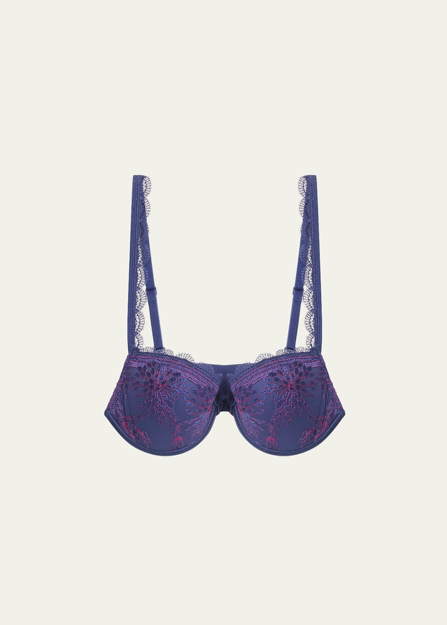 Image 1 of 1: Singuliere Embroidered Lace-Trim Push-Up Bra