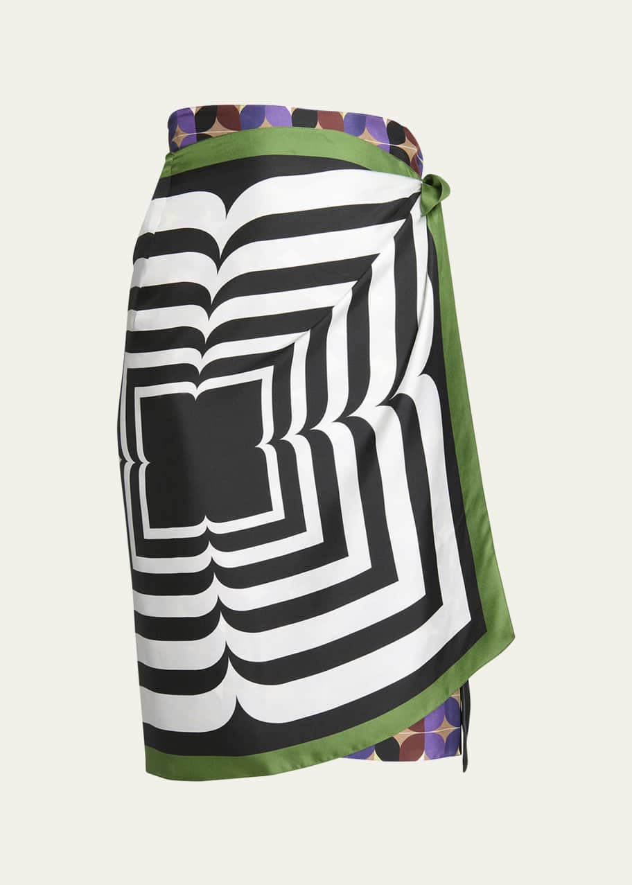 Image 1 of 1: Scarfy Printed Wrap Midi Skirt