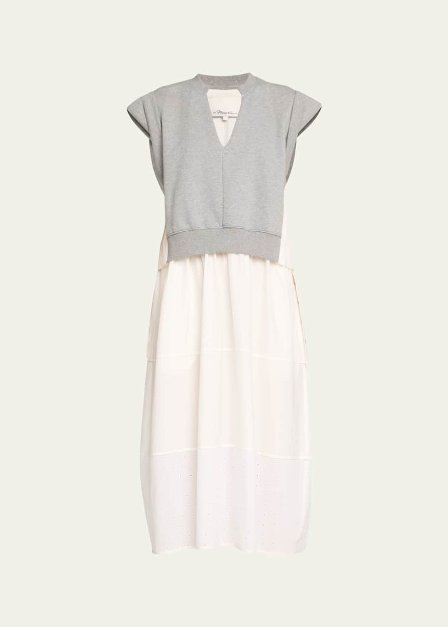 【3.1 Phillip Lim】Sweatshirt Combo ミディアムワンピース 3.1 Phillip Lim Beige Sweatshirt Combo Midi Dress 3.1