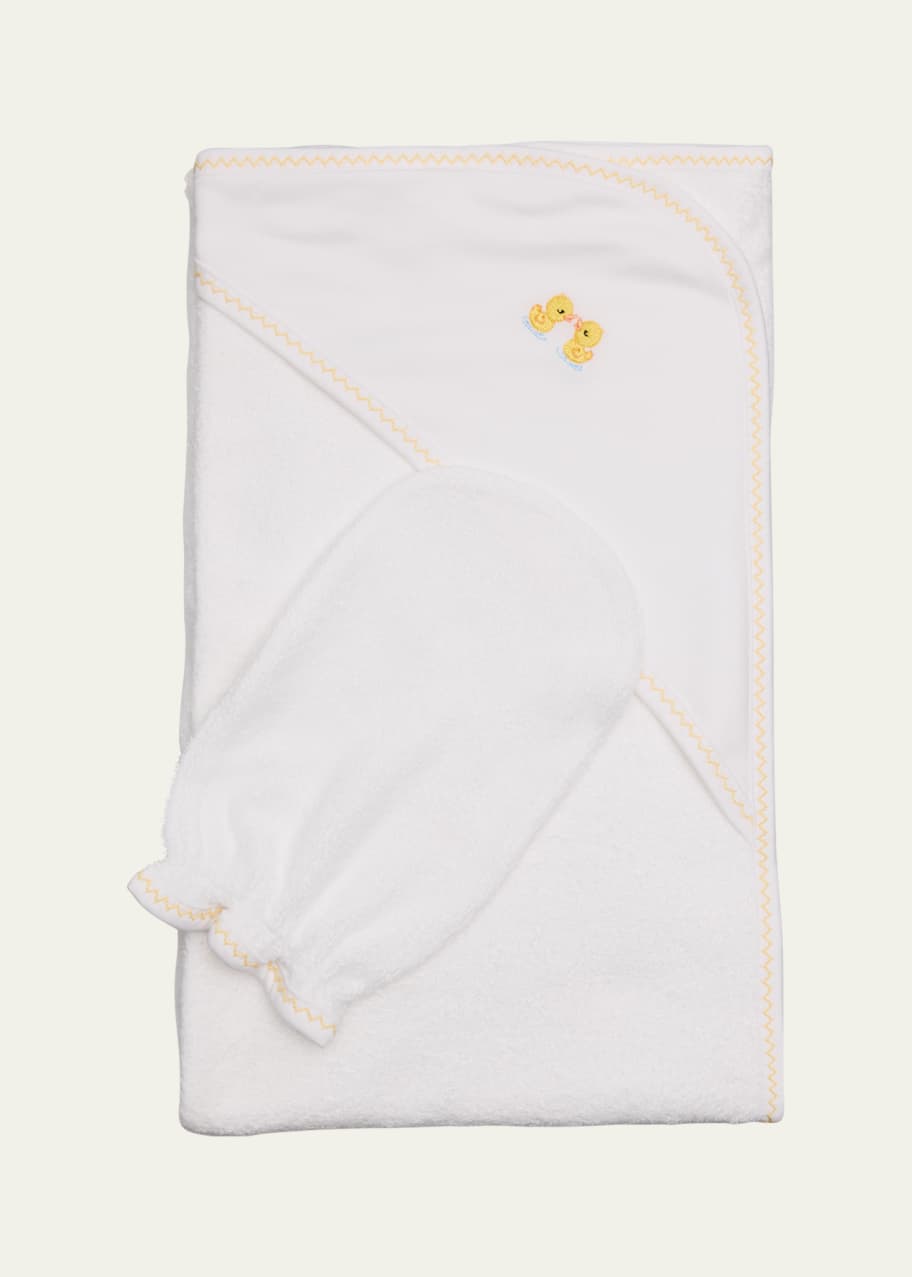 Kissy Basic Towel With Mitt - White/Light Blue
