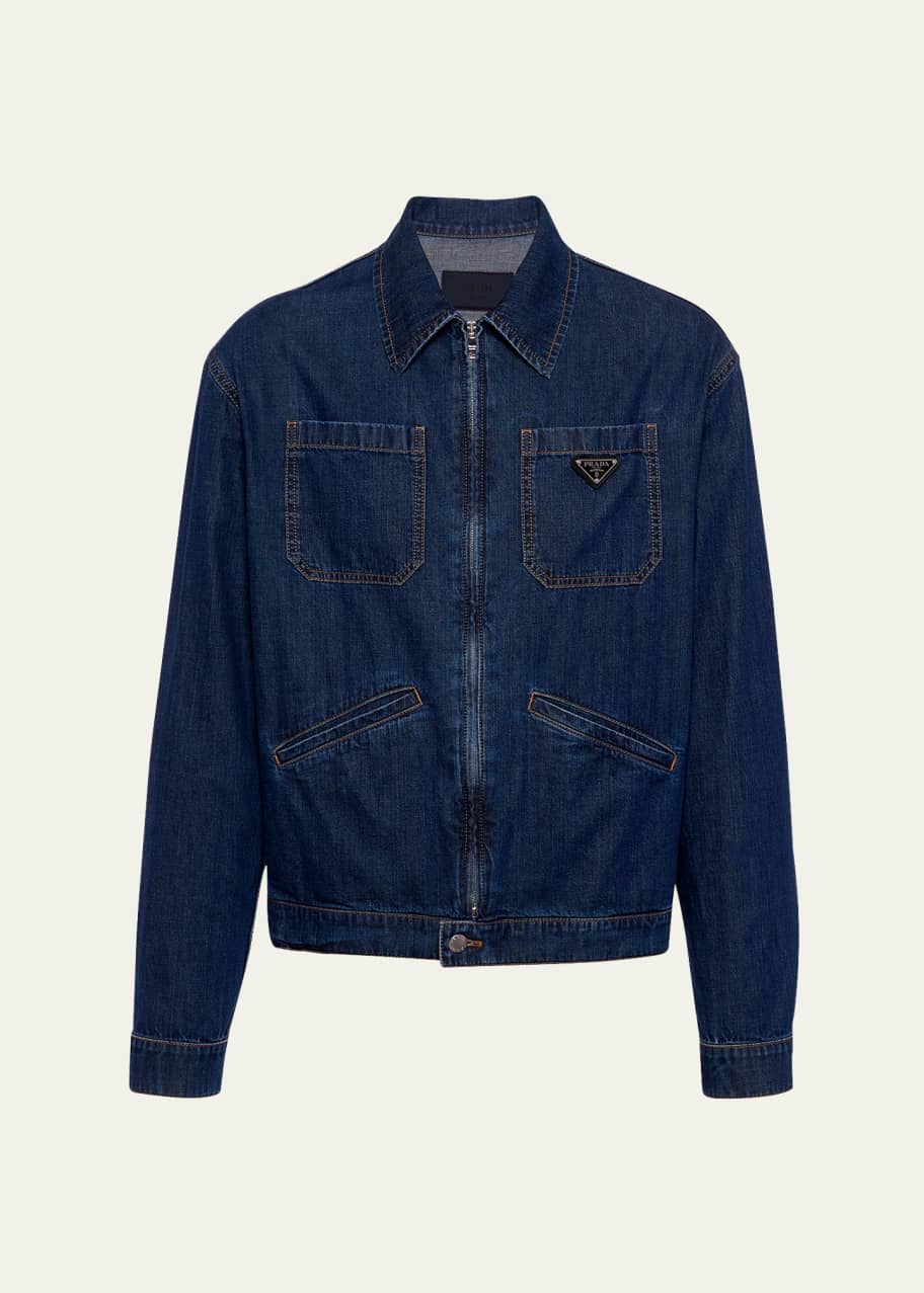 Prada Men's Light Denim Zip Jacket - Bergdorf Goodman