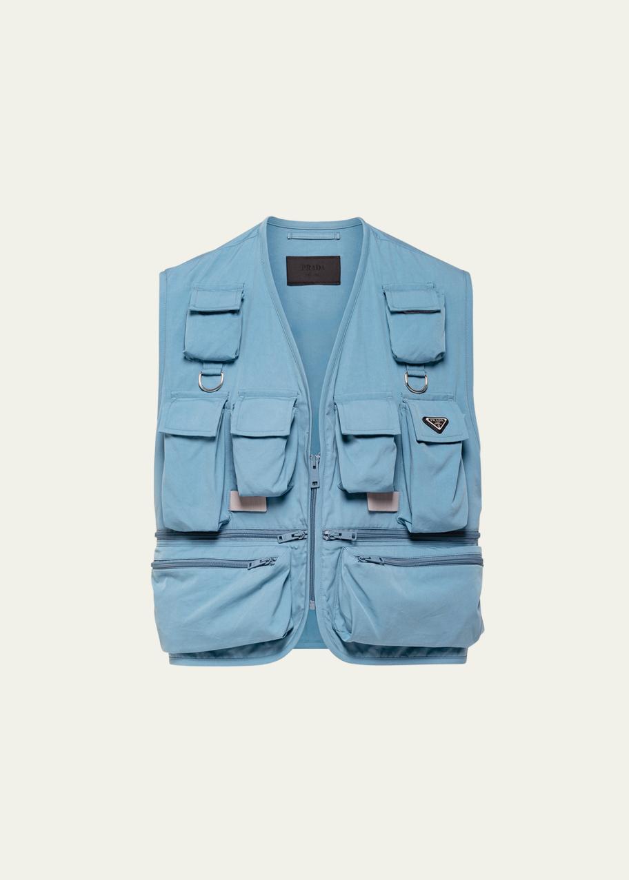Prada Men's Denim Multi-Pocket Vest - Bergdorf Goodman