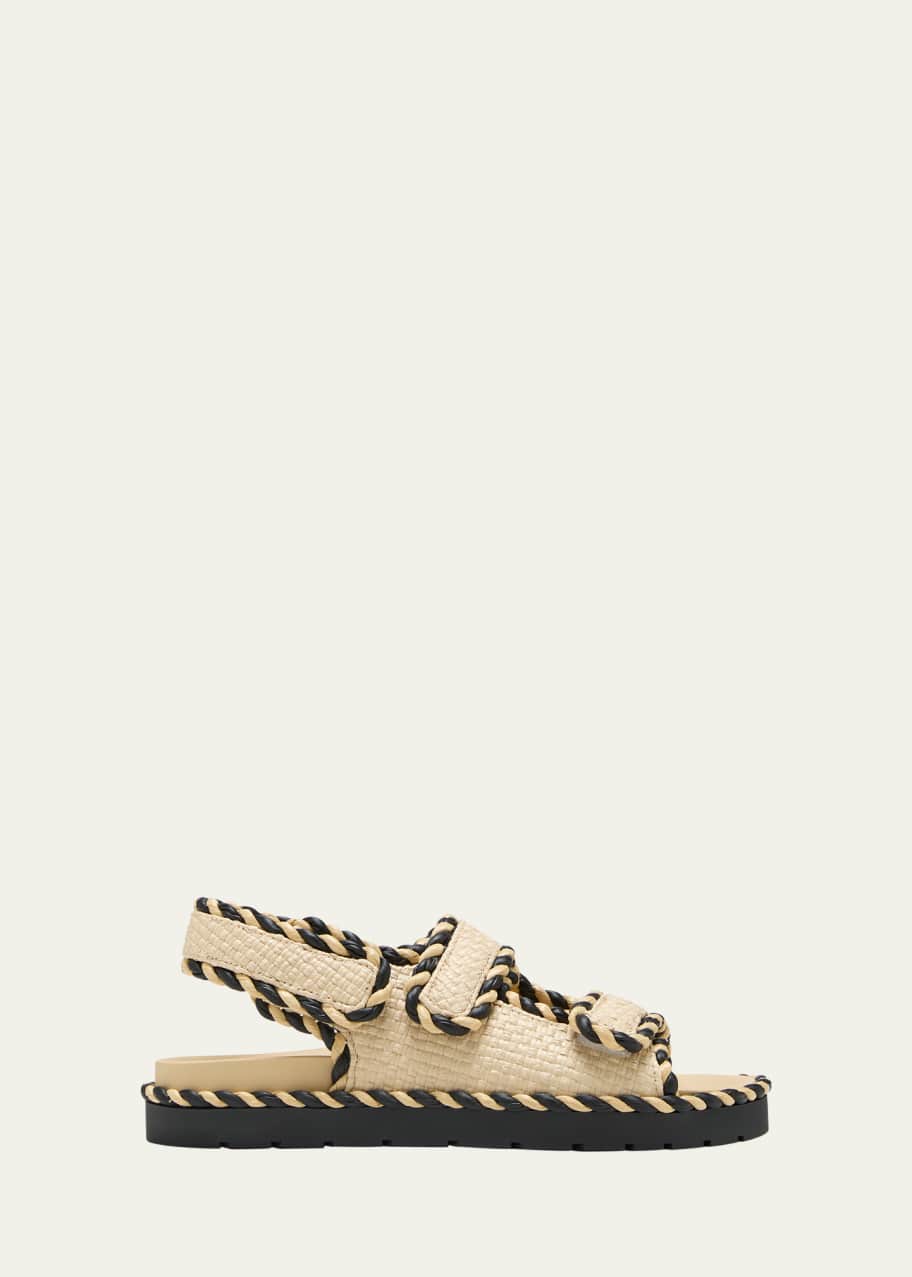 Image 1 of 1: Raffia Dual-Grip Slingback Sandals