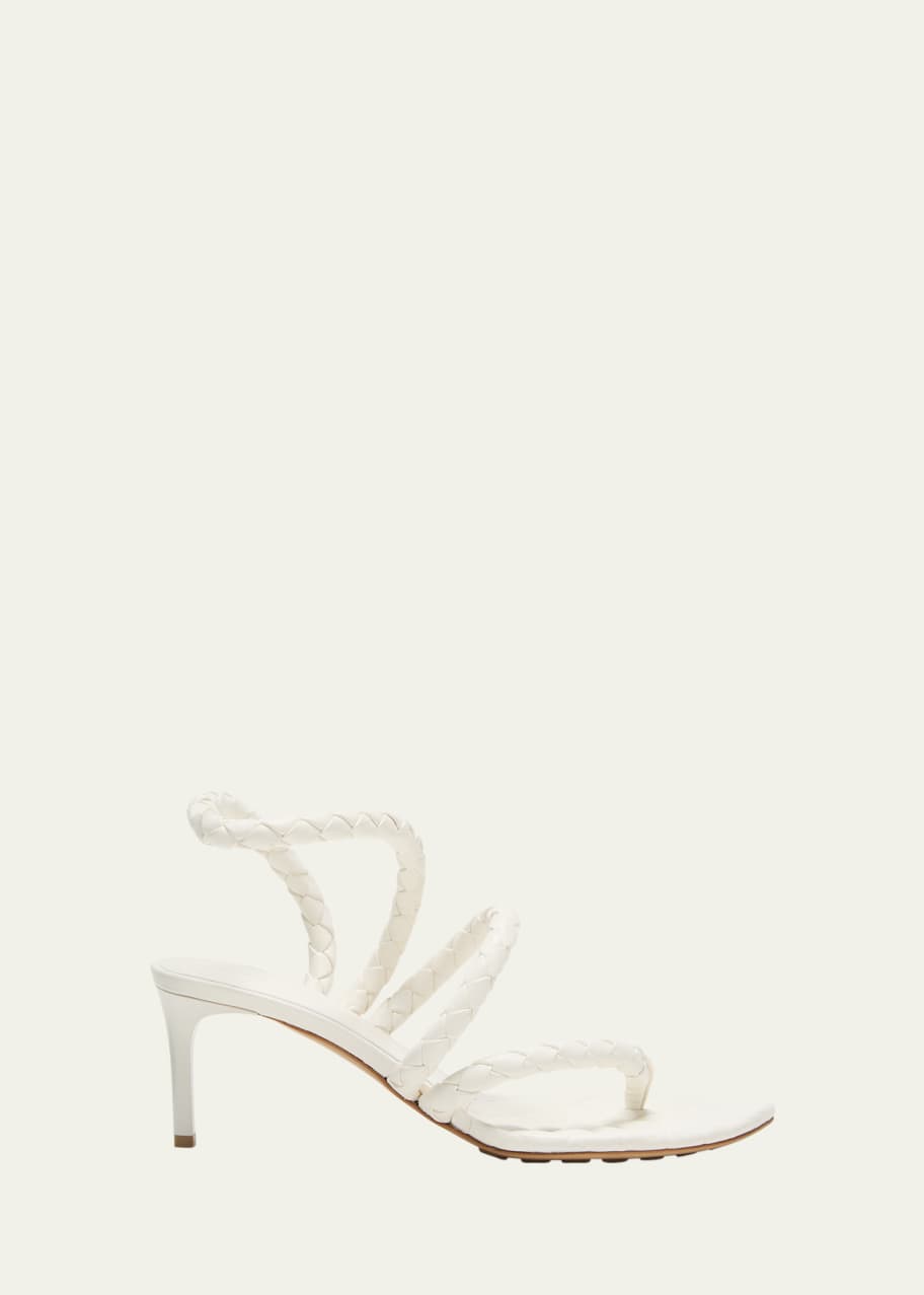 Image 1 of 1: Leaf Braided Leather Stiletto Sandals
