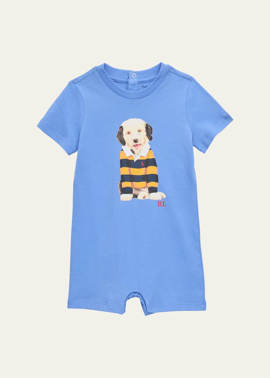 Ralph Lauren Childrenswear Boy's Rugby Dog Cotton Jersey Romper, Size ...
