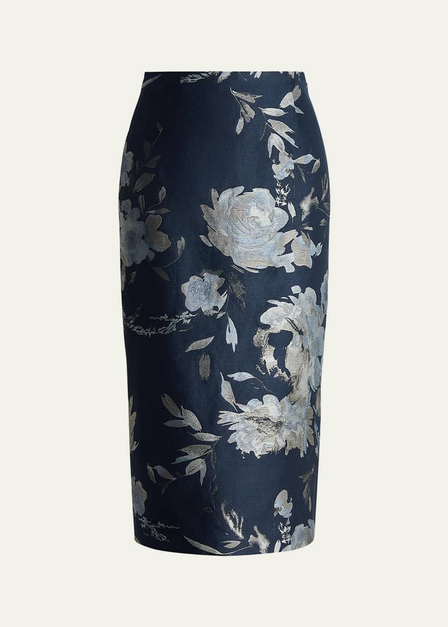 Image 1 of 1: Whitley Floral Jacquard Skirt