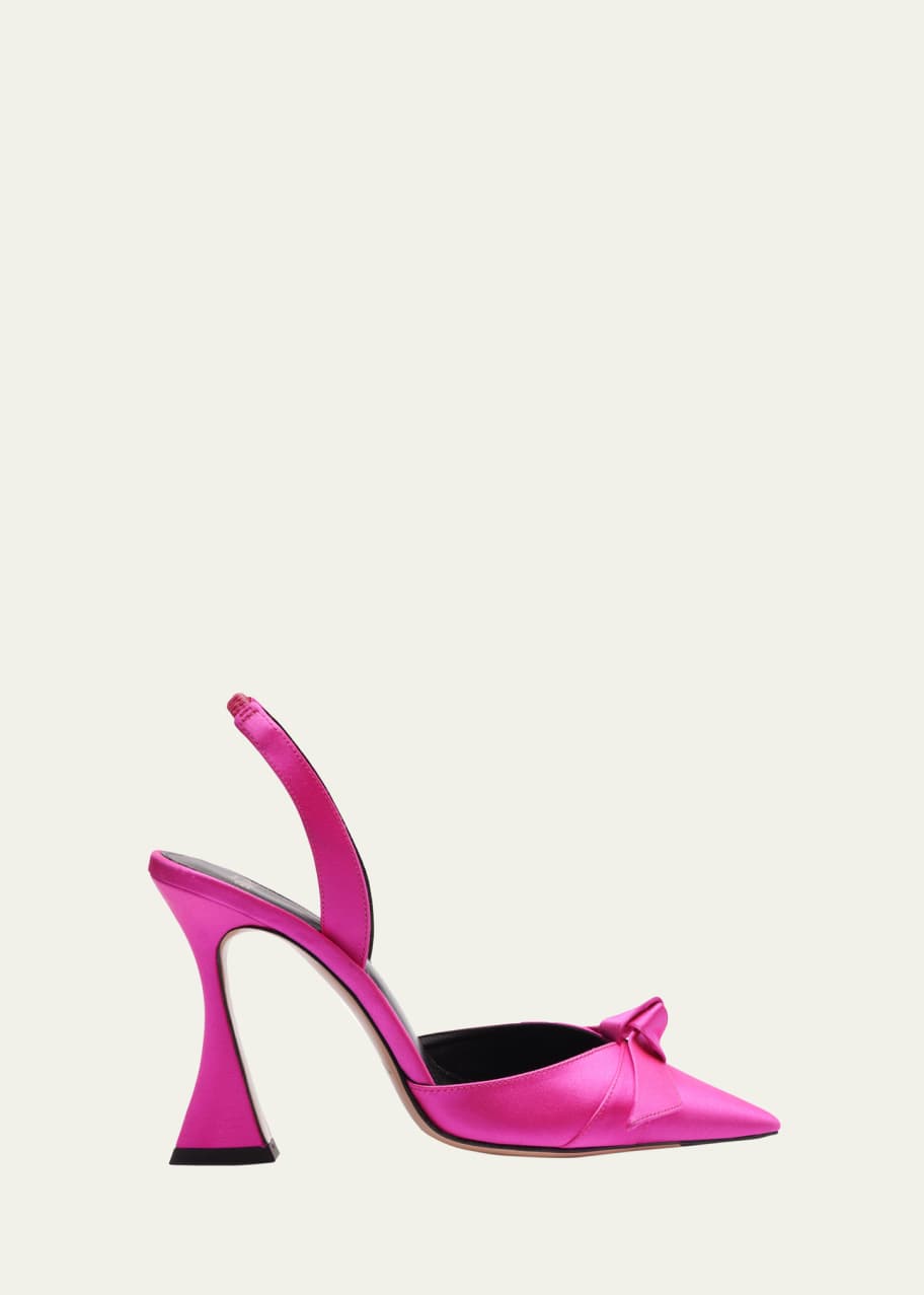 Image 1 of 1: Clarita Leather Bow Slingback Pumps