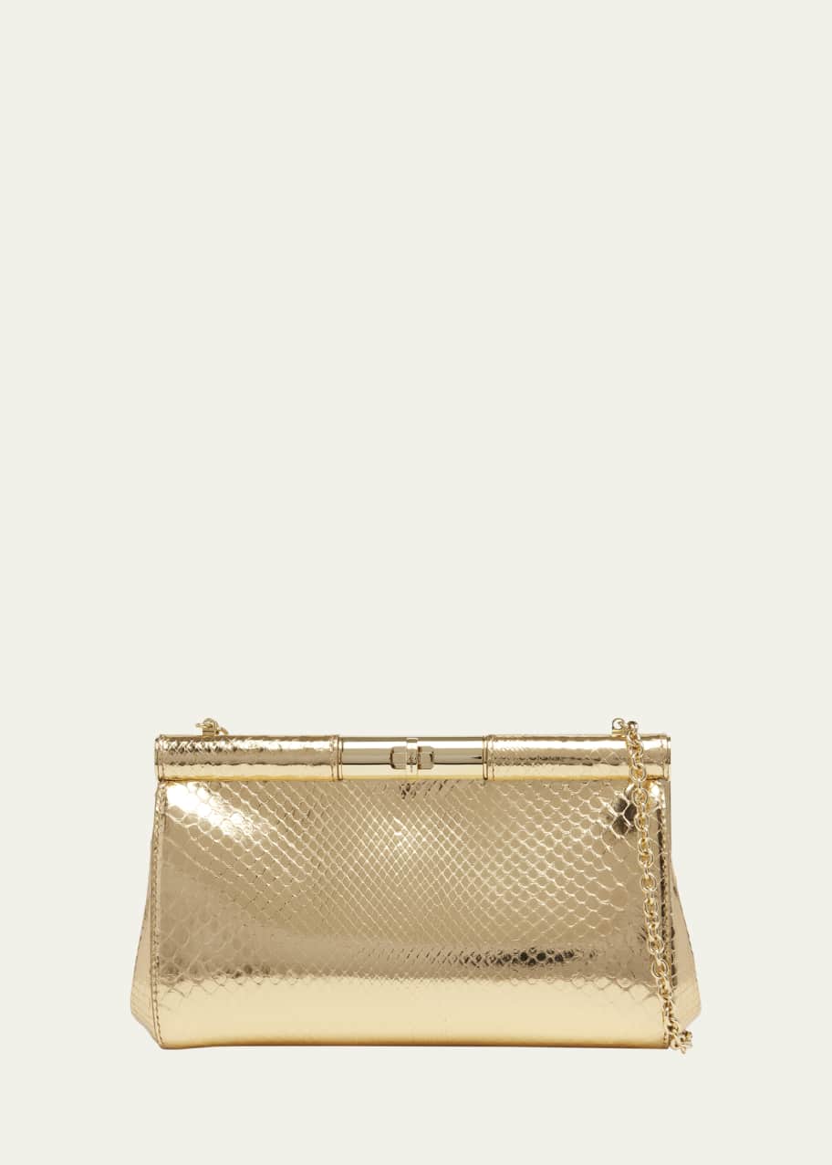 Dolce&Gabbana Marlene Medium Metallic Python Clutch Bag - Bergdorf