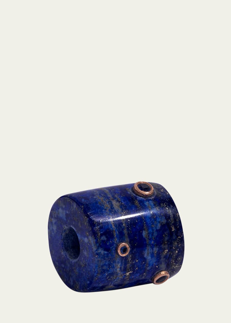 Image 1 of 1: Blue Lapis Snow Globe Bead Pendant with Blue Sapphires
