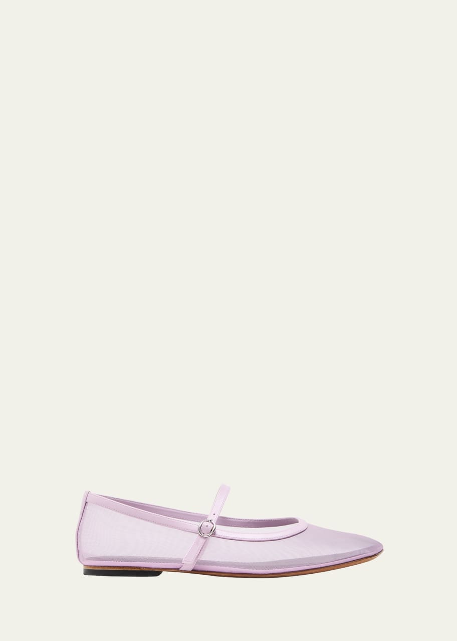 Image 1 of 1: Sheer Mesh Mary Jane Ballerina Flats