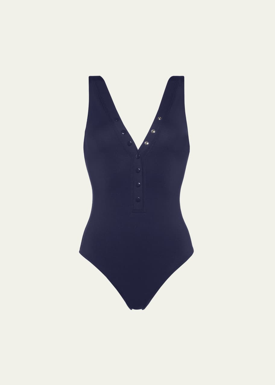 Image 1 of 1: Icone Snap-Front One-Piece Swimsuit