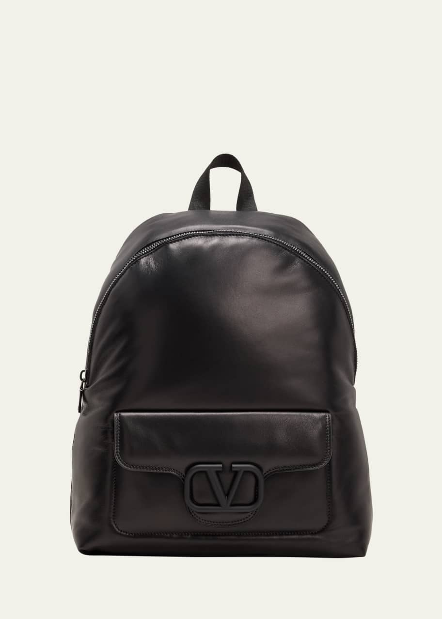 VALENTINO ブラック　レザー　リュック Valentino Garavani Men's Noir Leather Backpack - Bergdorf Goodman