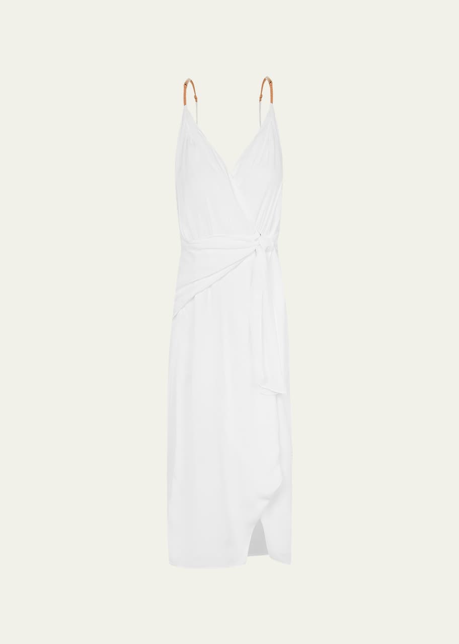 Image 1 of 1: Solid Carly Midi Wrap Dress