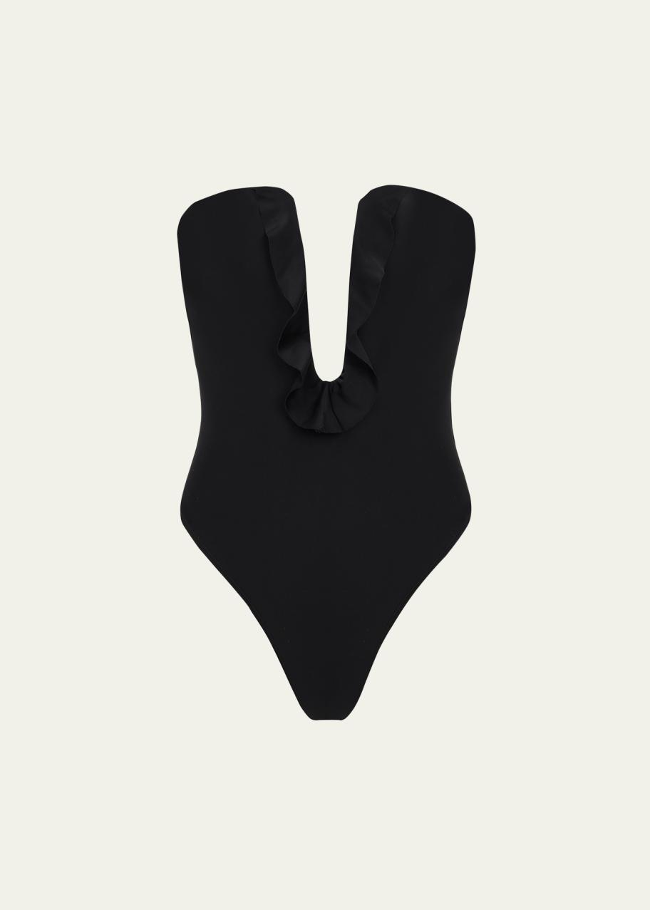 Vix Solid Chris Brazilian Bandeau One-Piece Swimsuit - Bergdorf Goodman
