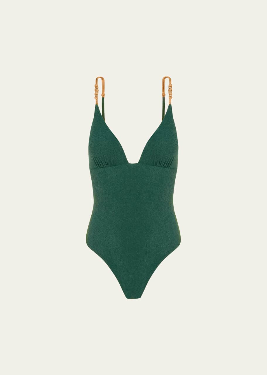 Image 1 of 1: Solid Paige Claire Brazilian One-Piece Swimsuit
