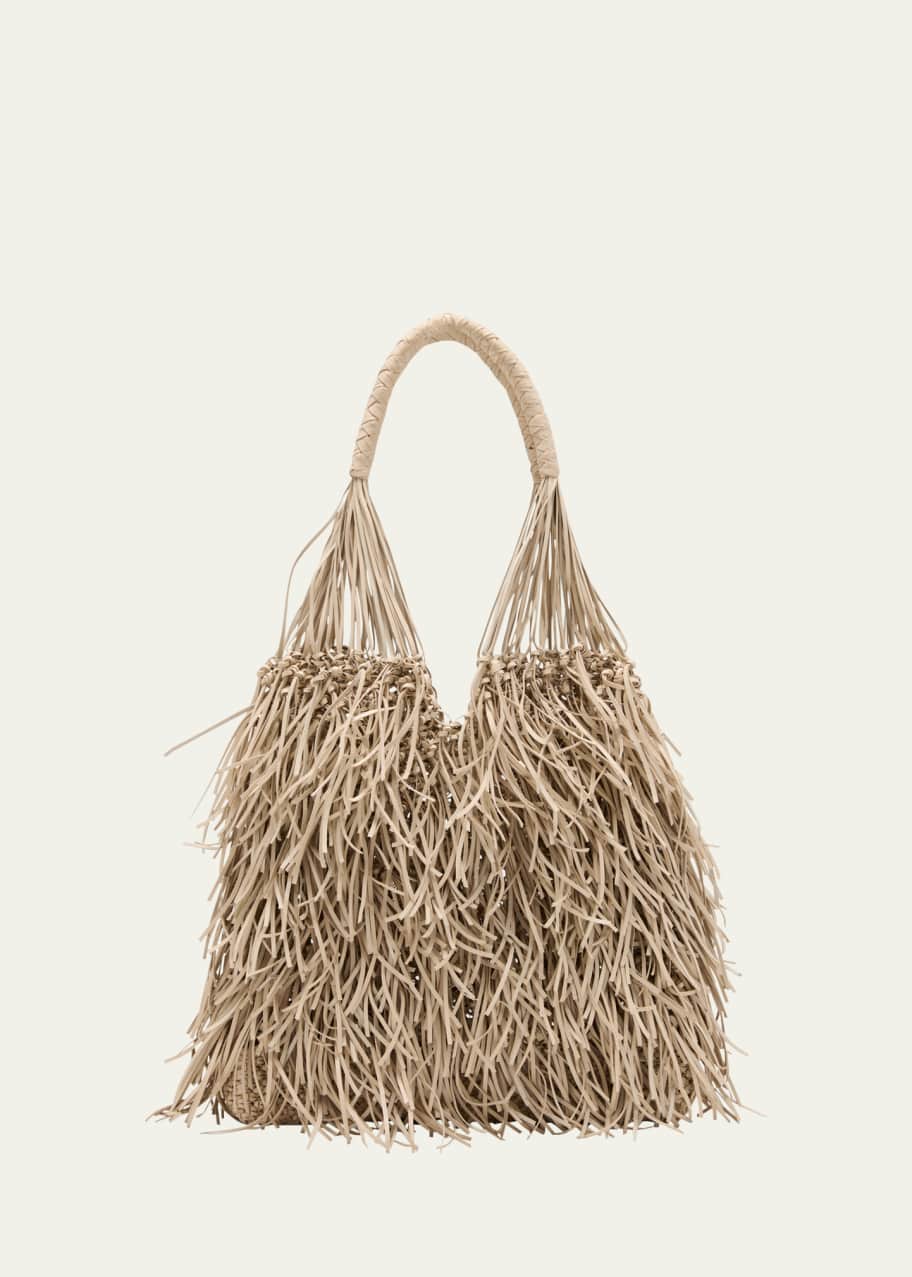 Image 1 of 1: Valeria Large Fringe Leather Hobo Bag