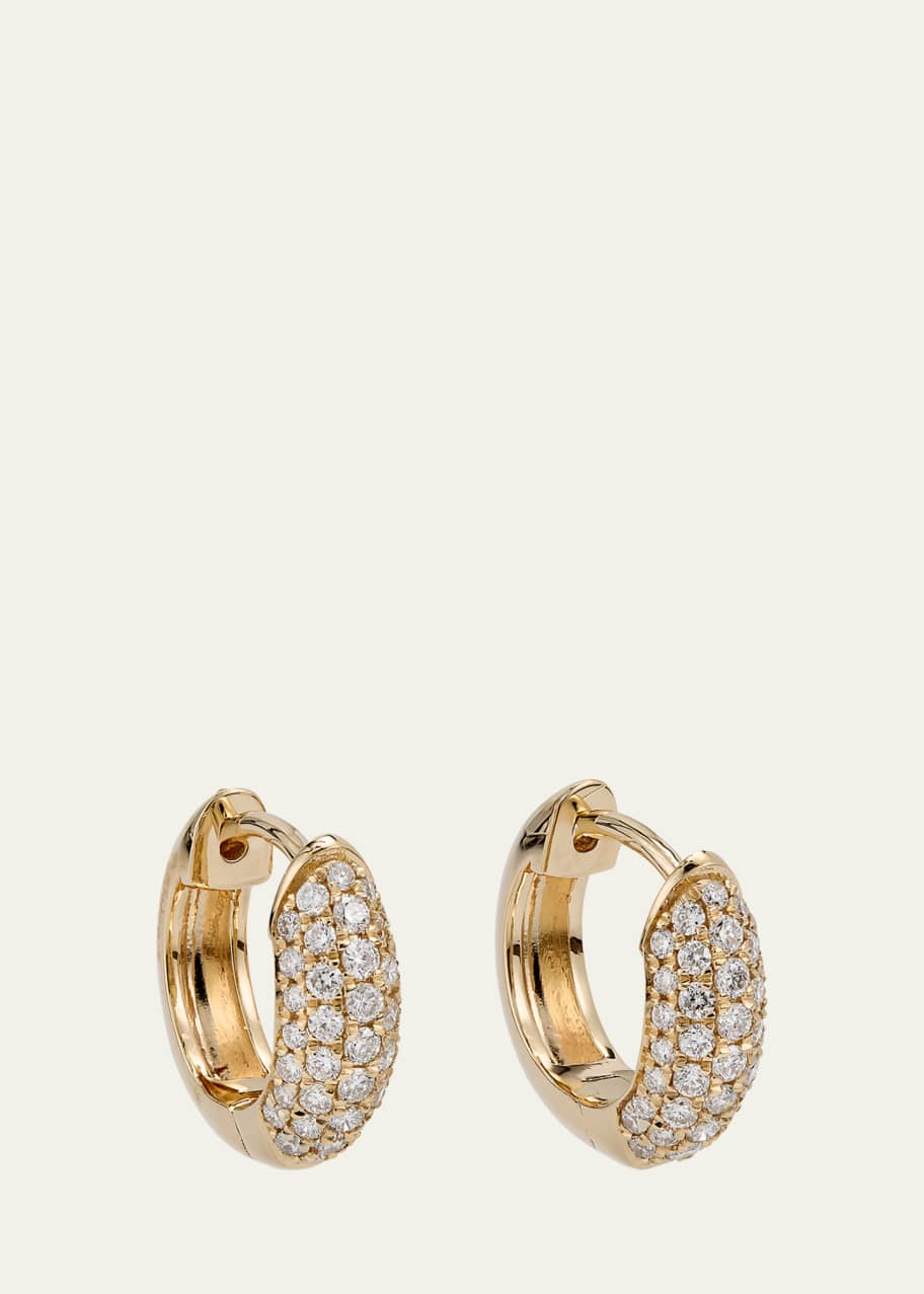 Image 1 of 1: 14k Puffy Pave Huggie Hoop