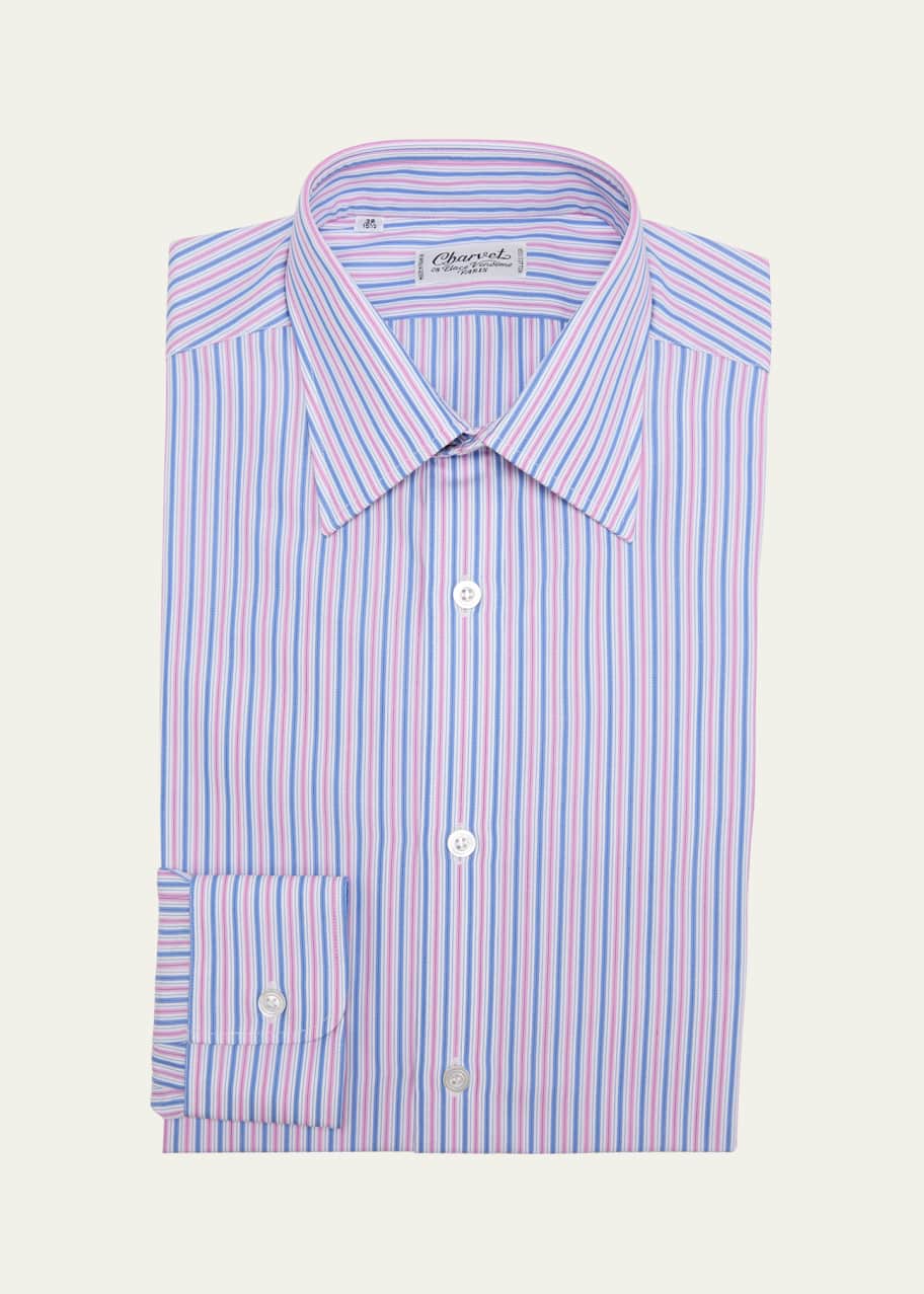 Charvet Men's MultiStripe PointCollar Dress Shirt Bergdorf Goodman