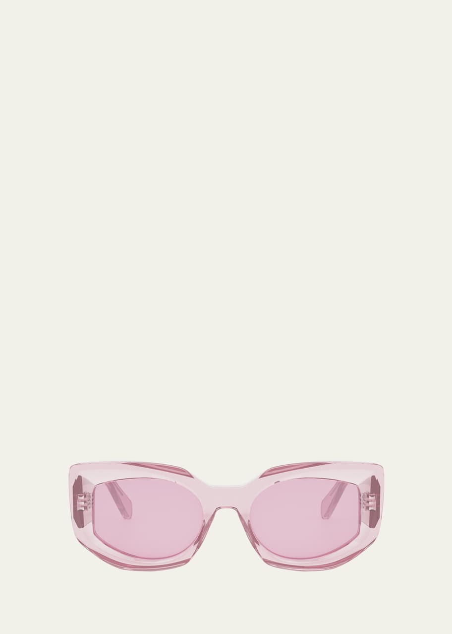 Image 1 of 1: Beveled Semi-Transparent Acetate Cat-Eye Sunglasses