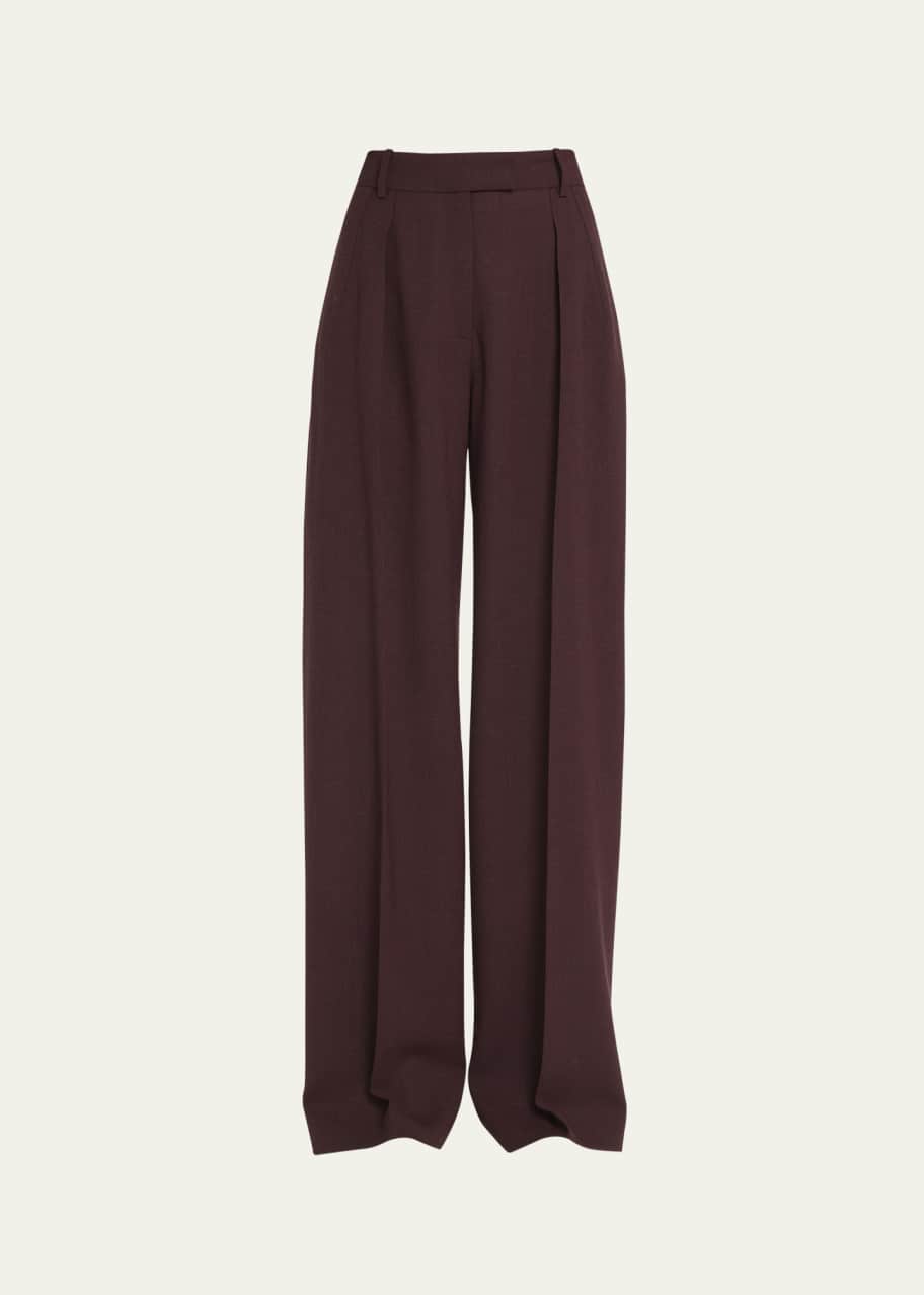 THE ROW Antone Pintuck Wide-Leg Wool Pants - Bergdorf Goodman