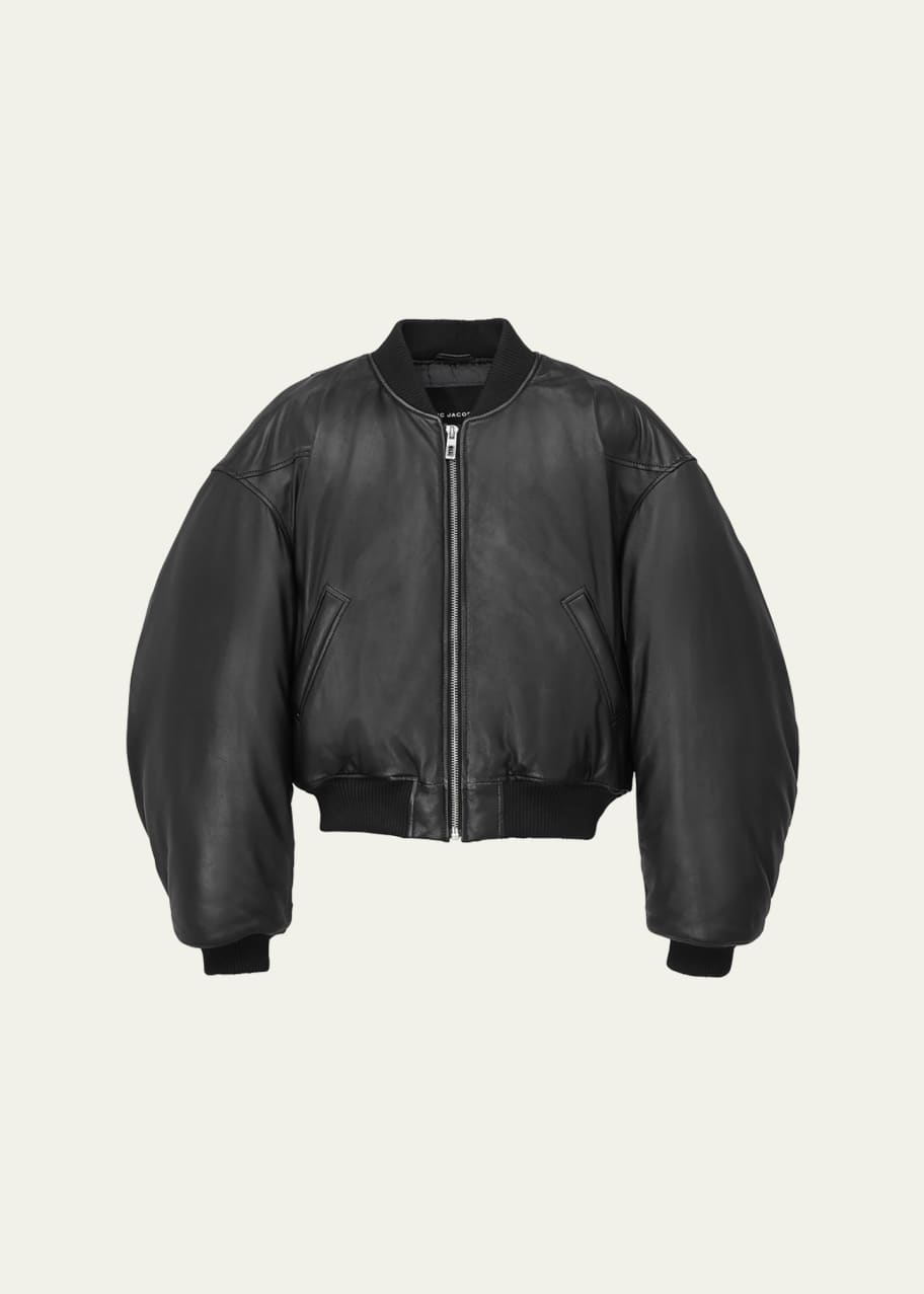 Puffy Leather Bomber Jacket