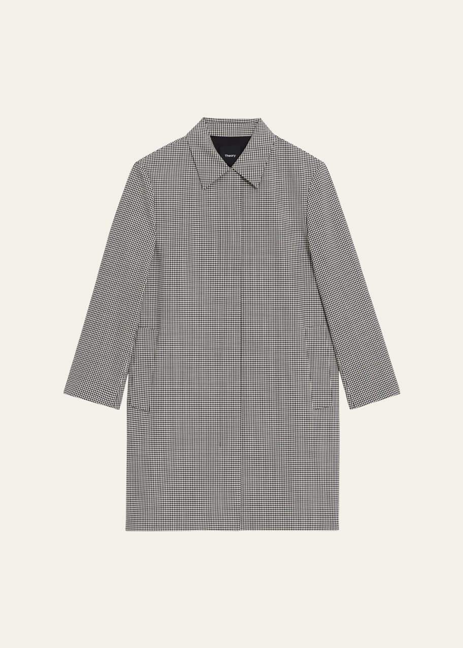 Wool Blend Check Car Coat