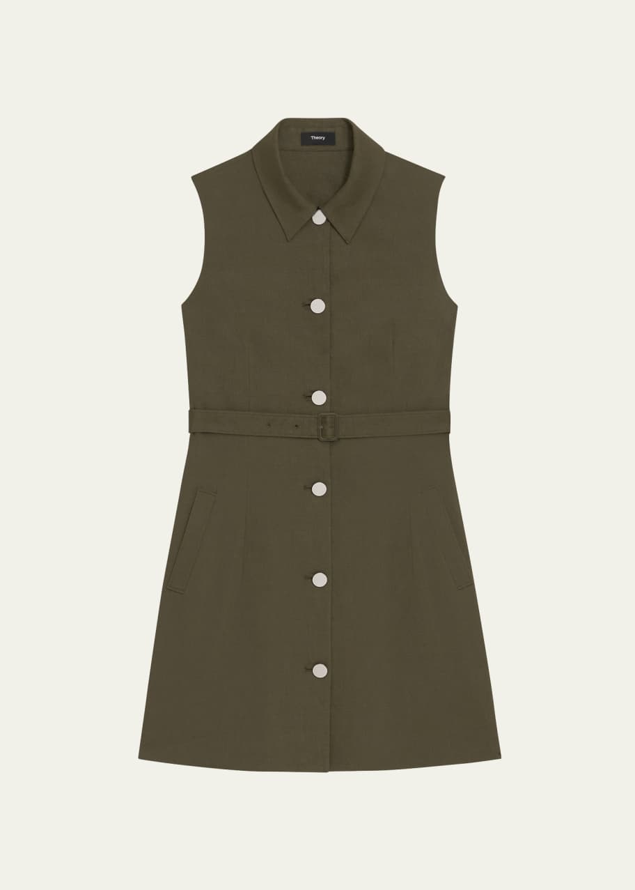 Theory Sleeveless Belted Military Mini Dress - Bergdorf Goodman