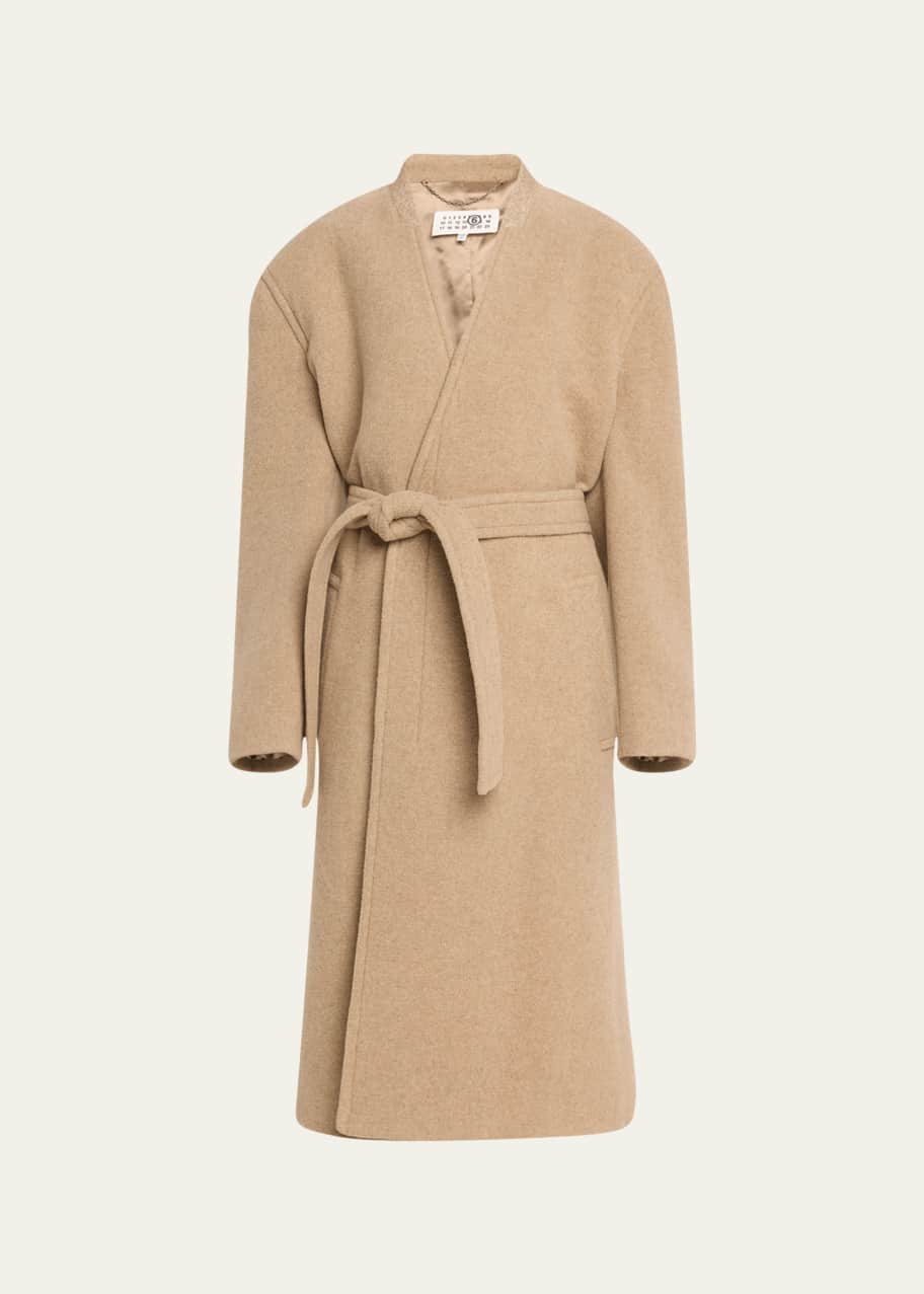 Image 1 of 1: Belted Wool-Blend Coat