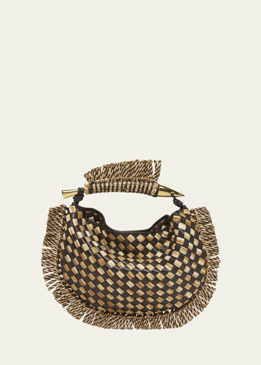 Bottega Veneta Small Sardine Fringe Raffia Top-Handle Bag