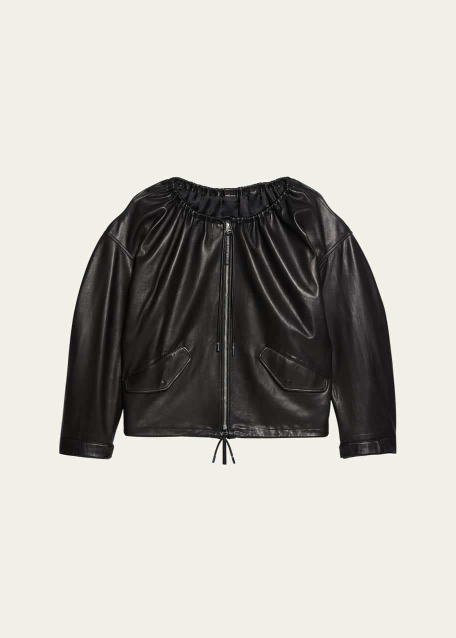 Helmut Lang Ruched Leather Jacket - Bergdorf Goodman