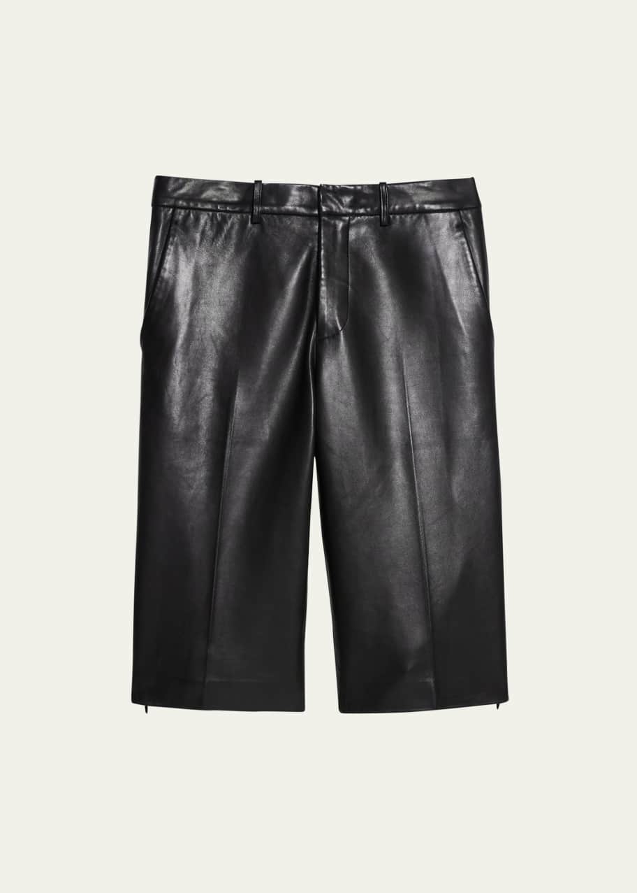 Helmut Lang Slit Hem Leather Shorts Bergdorf Goodman