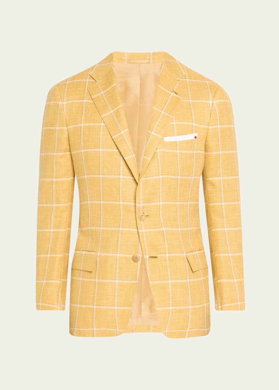 Image 1 of 1: Men's Cashmere-Blend Windowpane Sport Coat