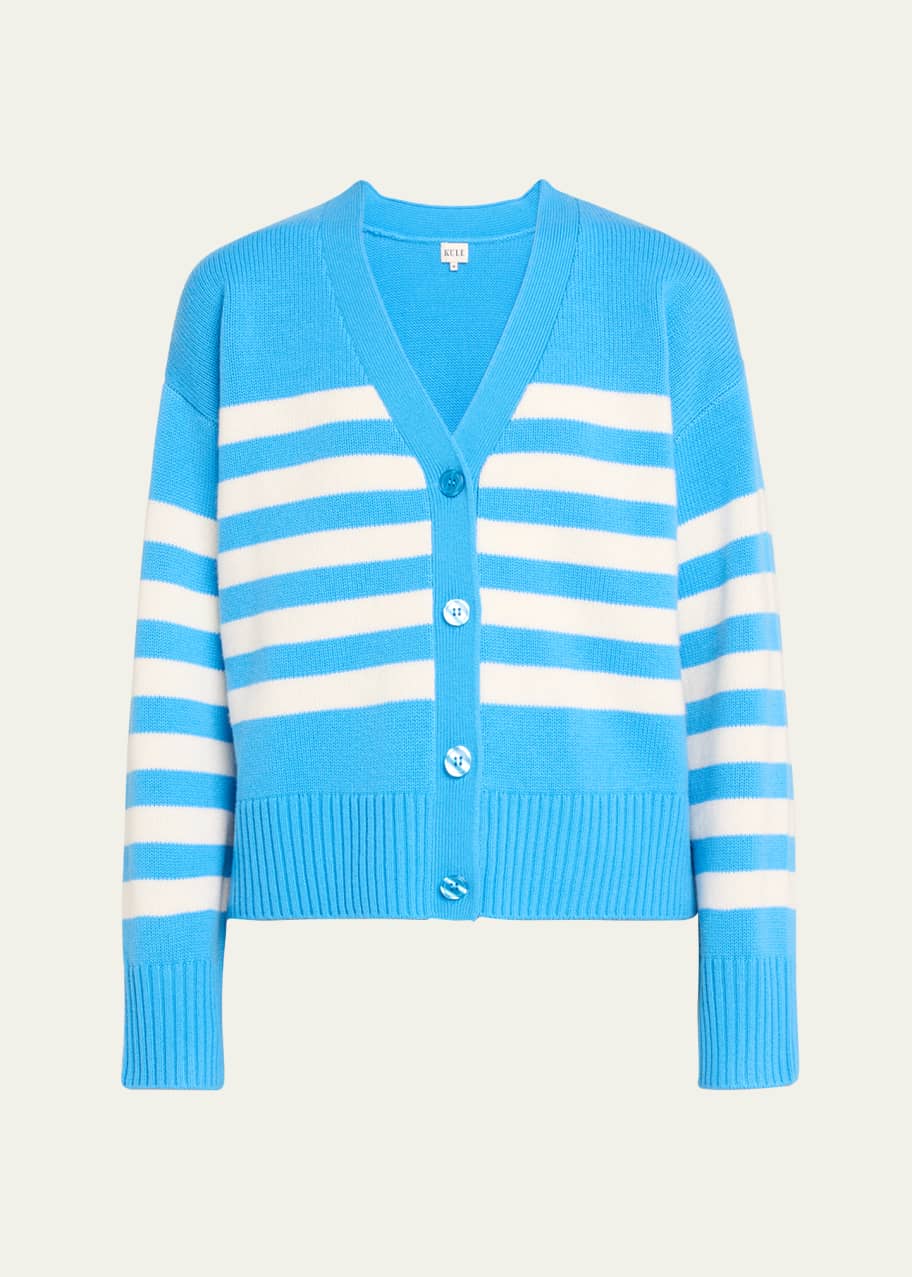 Image 1 of 1: The Raffa Wool Cashmere Striped Cardigan