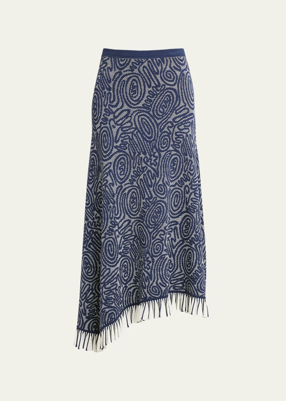 Image 1 of 1: Josephine Asymmetric Ruffle-Hem Midi Skirt